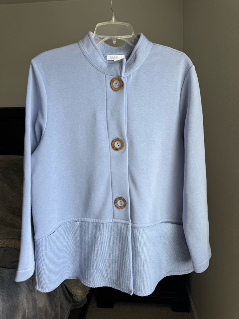 Habitat Powder Blue Button-Front Knit Jacket with Pockets - Size Medium